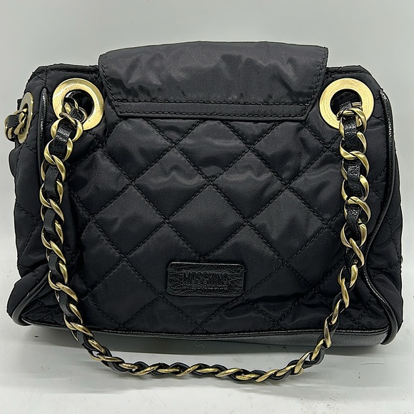 Moschino Luxurious Black Quilted Bow Chain Handles Handbag Purse 🌺🌺 - Picture 2 of 8
